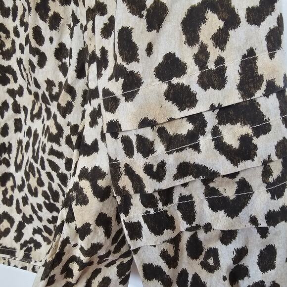 J. Crew Button Front Ruffleneck Popover Shirt XS Leopard Business Mobwife Cotton - Picture 7 of 7